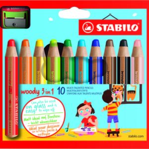 LAPIZ STABILO WOODY 3 EN 1 10 UD SURTIDOS + SACAPUNTAS