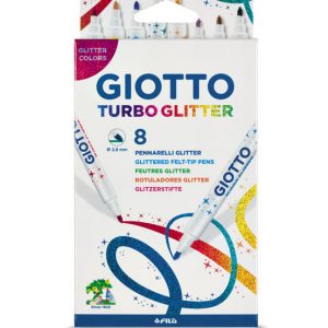 ROTULADOR GIOTTO TURBO GLITTER PURPURINA 8 COLORES SURTIDOS