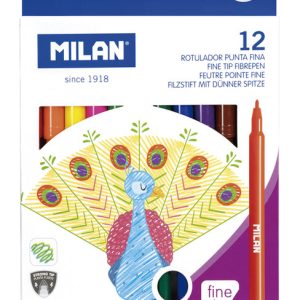 ROTULADOR MILAN PUNTA FINA 12 COLORES SURTIDOS