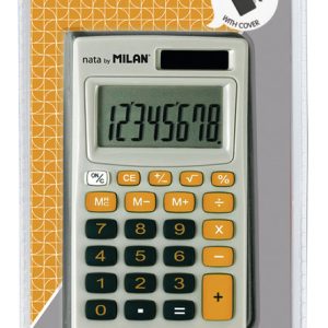 BLISTER CALCULADORA GRIS Y NARANJA 8 DIGITOS CON FUNDA
