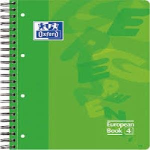 BLOC EUROPEAN A4 80H 4 TALADROS T/E 5MM OXFORD VERDE MENTA