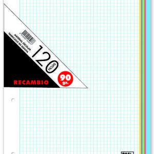 RECAMBIO A4 120H 90GR CUADRO 5MM COLORES SURTIDOS