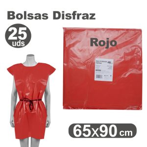 BOLSA DISFRAZ 65X90 25 UNID ROJO