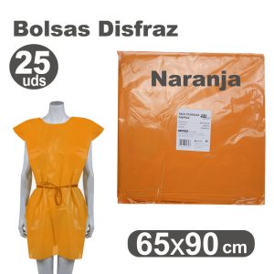 BOLSA DISFRAZ 65X90 25 UNID NARANJA
