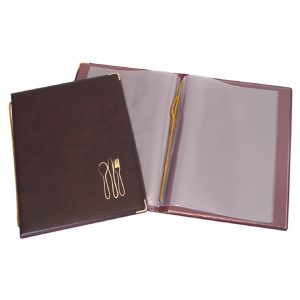 CARPETAS FUNDAS CON CORDON PORTAMENU PVC 1/4 BURDEOS