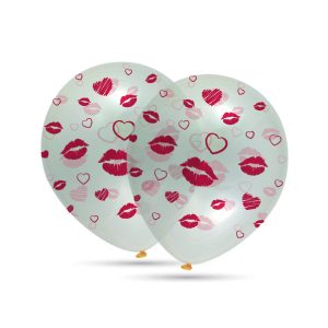 GLOBOS TRANSPARENTE 30 CM ? BOLSA-SOLAPA 10 UNIDADES BESOS