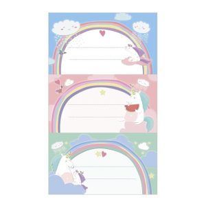 ETIQUETAS ESCOLARES UNICORNIO BLISTER 9 UNIDADES SURTIDAS