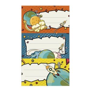 ETIQUETAS ESCOLARES COHETE BLISTER 9 UNIDADES SURTIDAS