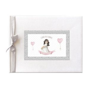 LIBRO DE FIRMAS COMUNION NI?A BANDEROLA CON 64 PAGINAS