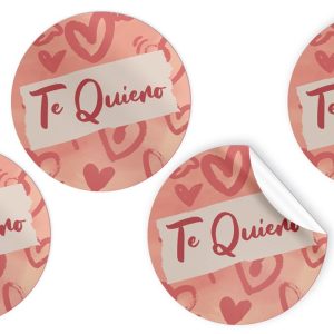 ROLLO 250 ETIQUETAS REDONDAS HEART TE QUIERO