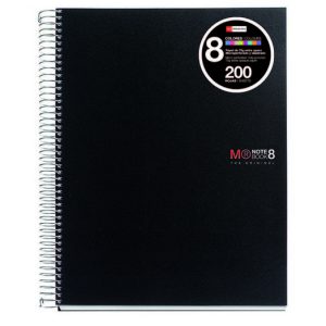 BLOC ESPIRAL A4 200H 70GR CUADRO 5MM PP 4/T NEGRO MR