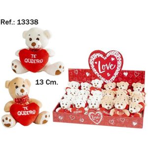 EXPOSITOR 20 PELUCHE OSITO CORAZON TE QUIERO 13CM