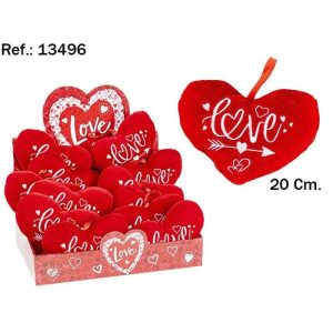 EXPOSITOR 12 PELUCHES CORAZON LOVE FLECHA 20CM