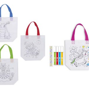 BOLSA PARA COLOREAR + 4 ROTULADORES LAVABLES Y STICKERS