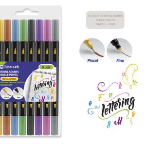 SET 8 ROTULADORES DOBLE PUNTA METALIZADO LETTERING