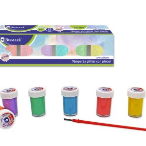 TEMPERAS GLITTER 25ML CON PINCEL 6 COLORES PASTEL