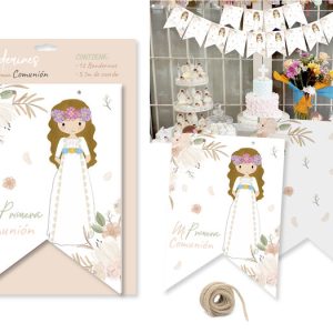 BOLSA CON 12 BANDERINES NI?A MI PRIMERA COMUNION