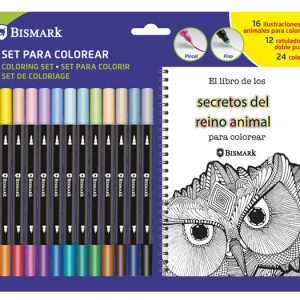 LIBRO MANDALAS ANIMALES + 12 ROTULADORES DOBLES