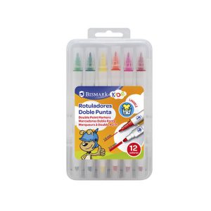ROTULADORES LAVABLES DOBLE PUNTA 12 COLORES