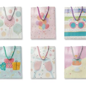 BOLSA REGALO PAPEL CON FOIL CUMPLEA?OS SURTIDAS