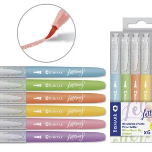 ROTULADORES GLITTER 6 COLORES LETTERING PASTEL SURTIDOS