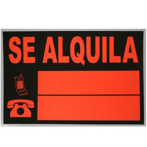 CARTEL SE ALQUILA 25X35 CM