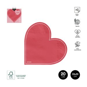 PAQUETE 20 SERVILLETAS 2 CAPA CORAZON 33X33CM FSC MIX70%