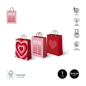 BOLSA SAN VALENTIN SURTIDAS 18X10X24CM 1 UD FSC MIX 70%