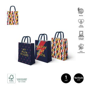 BOLSA PAPA ROCKS SURTIDAS 18X10X24 CM 1 UNIDAD FSC MIX 70%
