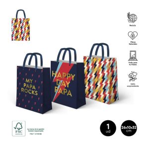 BOLSA PAPA ROCKS SURTIDAS 26X10X32 CM 1 UNIDAD FSC MIX 70%