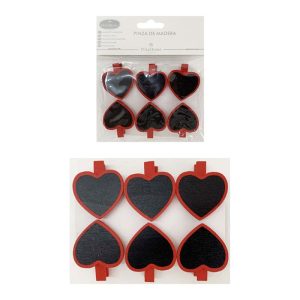 PINZAS CORAZON PIZARRA NEGRA 6U