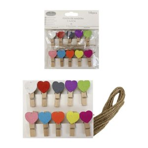 PINZAS CORAZONES COLORES 3,5X2CM 10U