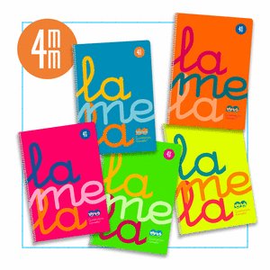 BLOC ESPIRAL FOLIO 80H 90GR CUADROVIA 4MM PLASTIC SURTIDO