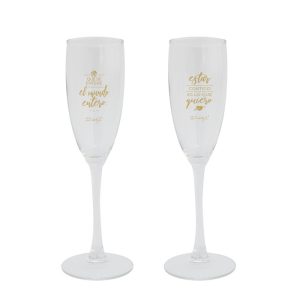 SET 2 COPAS DE CAVA ESTAR CONTIGO ES LO QUE QUIERO