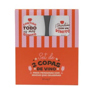SET 2 COPAS VINO CONTIGO TODO ES MAS BONITO BRINDEMOS?