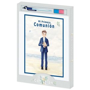 LIBRO COMUNION NI?O PLAYA+BOLIGRAFO+TAMPON HUELLA 44 PAGINA