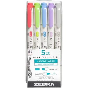 ROTULADOR ZEBRA MILDLINER COOL & REFINED 5 COLORES SURTIDOS