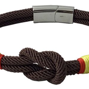 PULSERA DE CORDON CON NUDO MARRON BANDERA ESPA?A CIERRE ACER