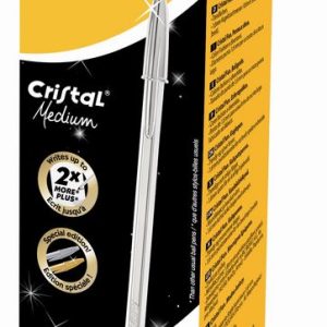 BOLIGRAFO BIC CRISTAL PLATA (TINTA NEGRA)