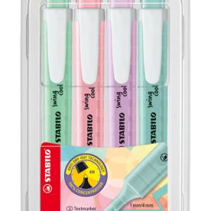 BLISTER MARCADOR FLUORESCENTE SWING COOL PASTEL 4 UNIDS