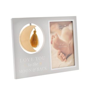 MARCO FOTOS LUNA BEBE MADERA Y METAL 10X15 LOVE YOU