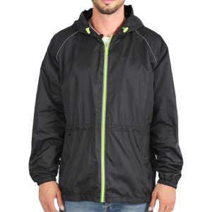 CHUBASQUERO HOMBRE NEGRO DETALLES REFLECTANTES T, L