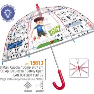 PARAGUAS INFANTIL 42/8 TRANSPARENTE CUPULA FUTBOL
