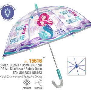 PARAGUAS INFANTIL 42/8 MAN TRANSPARENTE CUPULA SIRENA