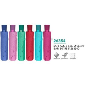 PARAGUAS MUJER PLEGABLE 54/8 AUTOMATICO COLORES LISOS SUR