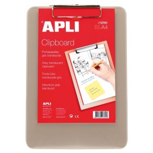 PORTAFOLIO APLI A4 PLASTICO TRANSPARENTE GRIS