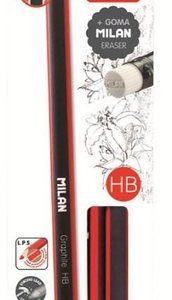 LAPIZ MILAN TRIANGULAR GRAFITO HB CON GOMA