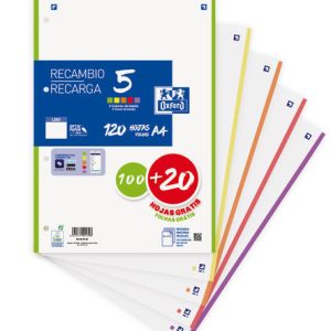 RECAMBIO A4 LISO 100+20H BANDA 5 COLORES