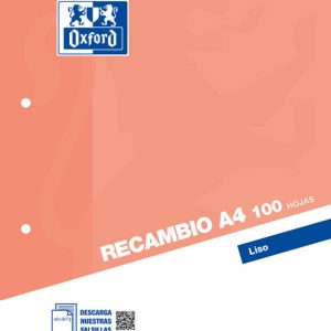 RECAMBIO A4 100H LISO 4 TALADROS OXFORD SCHOOL