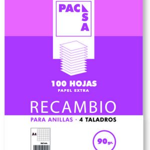 RECAMBIO A4 100H 90GR LISO 4 TALADROS